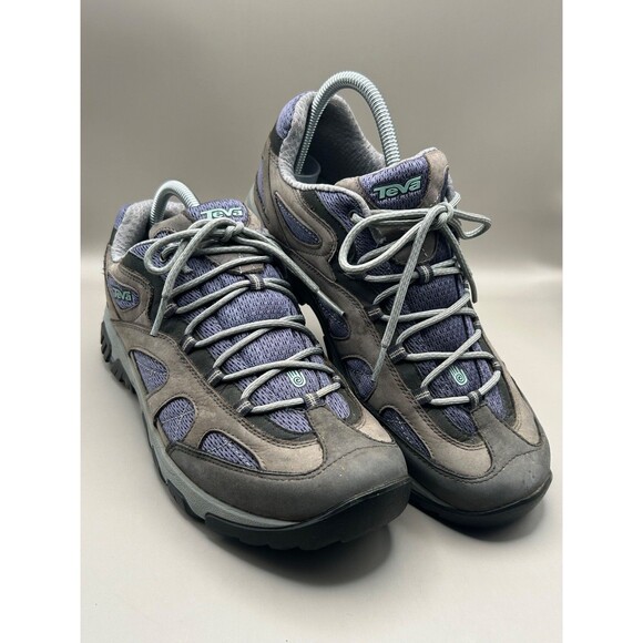 Teva 4050 Womens Gray Leather Mesh Purple Trail Hiking Shoe Size 10 - Picture 1 of 7